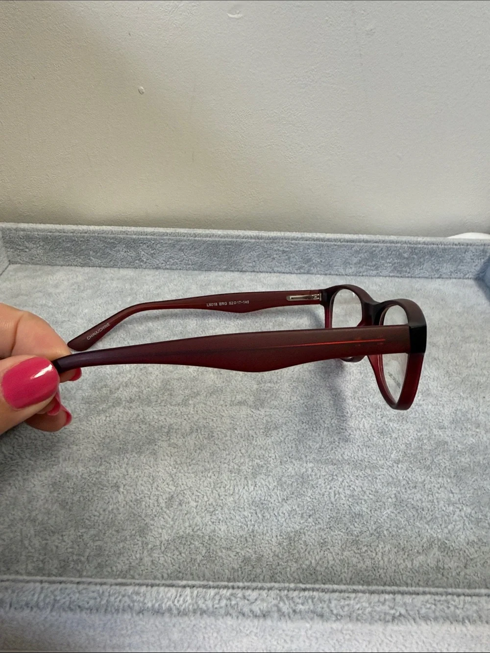 NWOT Lantis Optical L6018 Burgundy Plastic Full-Rim Oval Glasses Eyesize 52